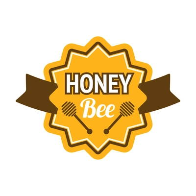 Honey label composition with isolated agriculture emblem with text on blank background vector illustration