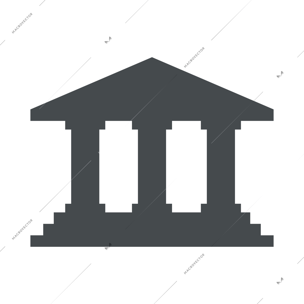 Government building black composition with flat isolated monochrome icon of department vector illustration