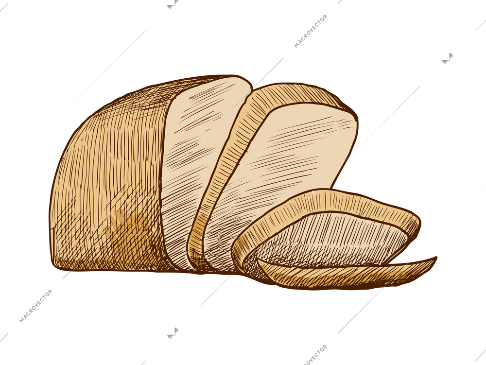 Pastry sketch composition with doodle style colorful image of baked product vector illustration