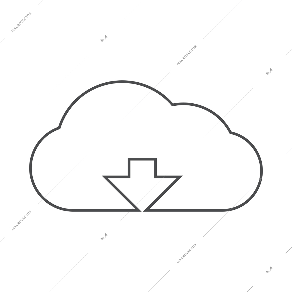 Hosting outline composition with isolated contour icon of network infrastructure elements vector illustration