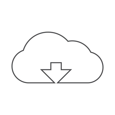 Hosting outline composition with isolated contour icon of network infrastructure elements vector illustration