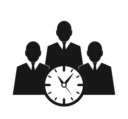 Time management monochrome composition with isolated black icon on blank background vector illustration