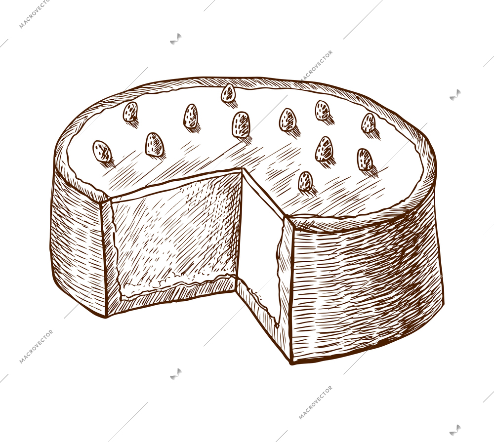 Pastry sketch composition with doodle hand drawn style image with cross hatching vector illustration