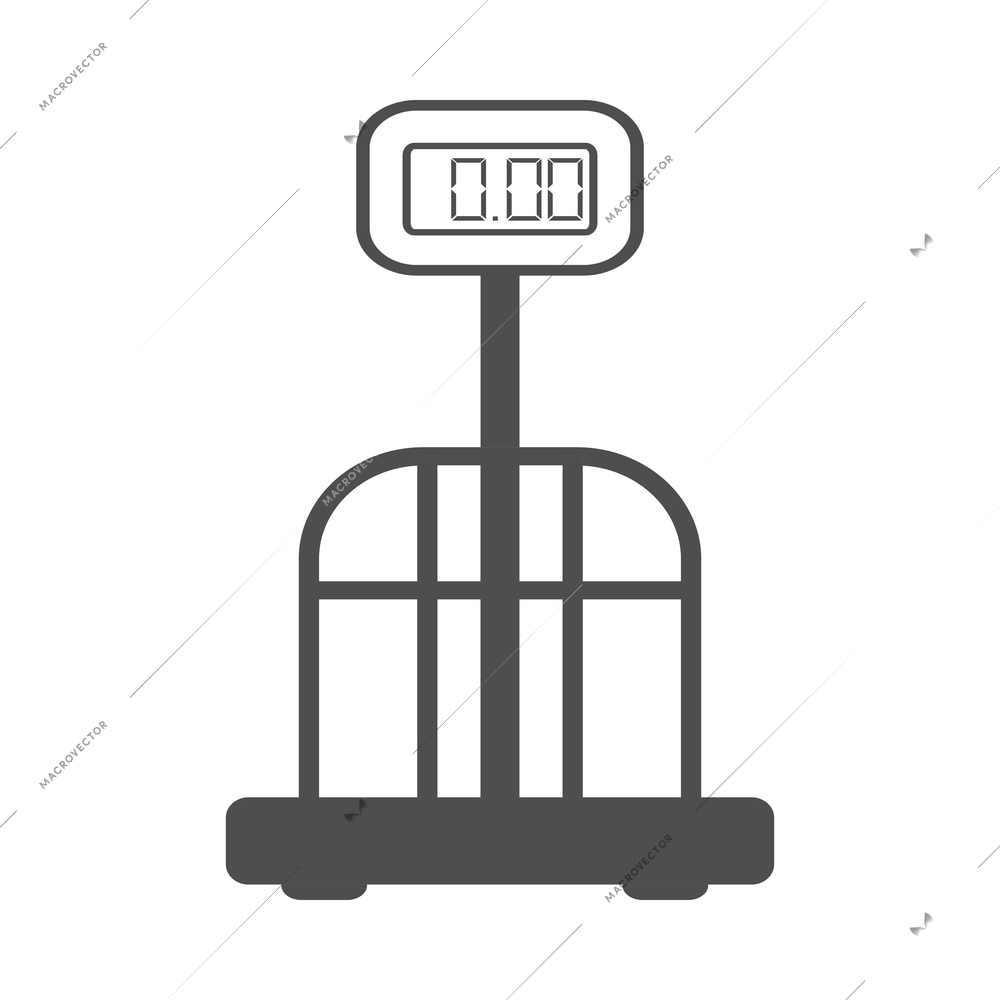 Scales weight composition with monochrome icon of measurement appliance isolated on blank background vector illustration