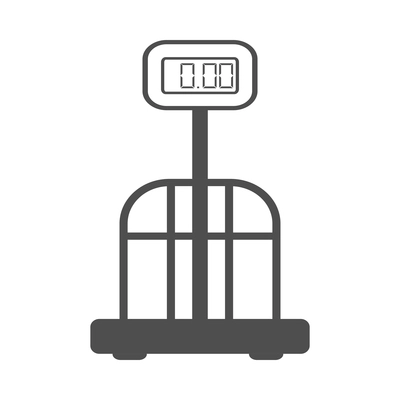 Scales weight composition with monochrome icon of measurement appliance isolated on blank background vector illustration