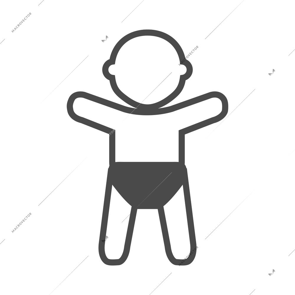 Baby child black composition with isolated monochrome icon on blank background vector illustration