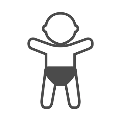 Baby child black composition with isolated monochrome icon on blank background vector illustration