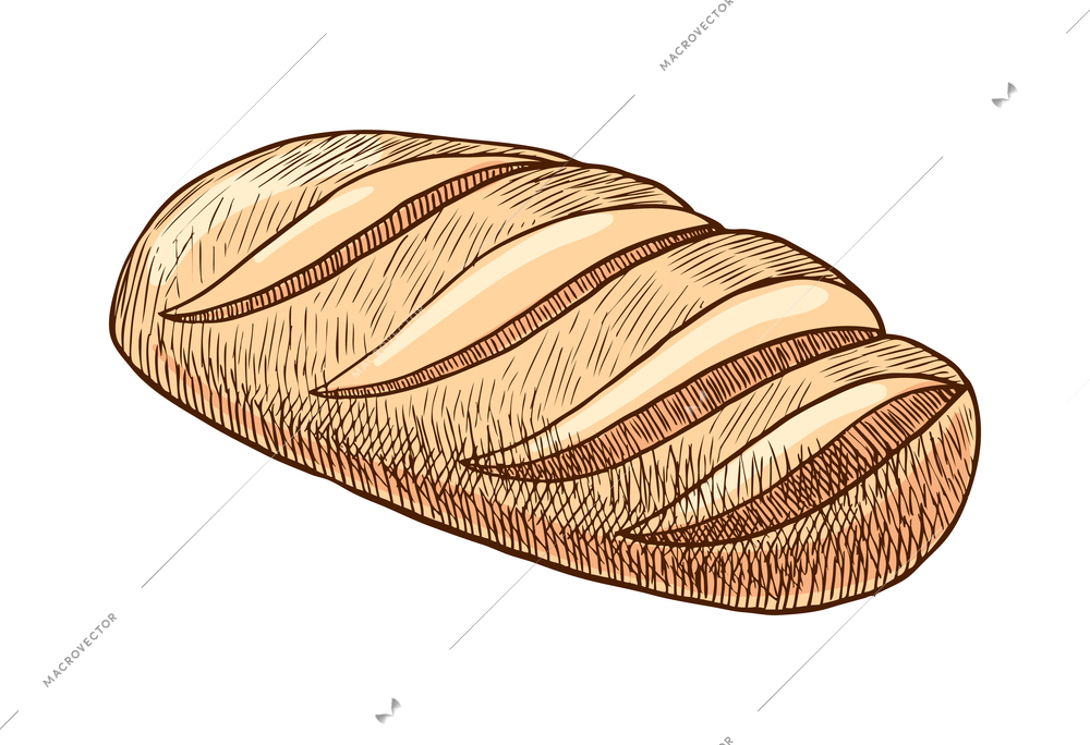 Pastry sketch composition with doodle style colorful image of baked product vector illustration