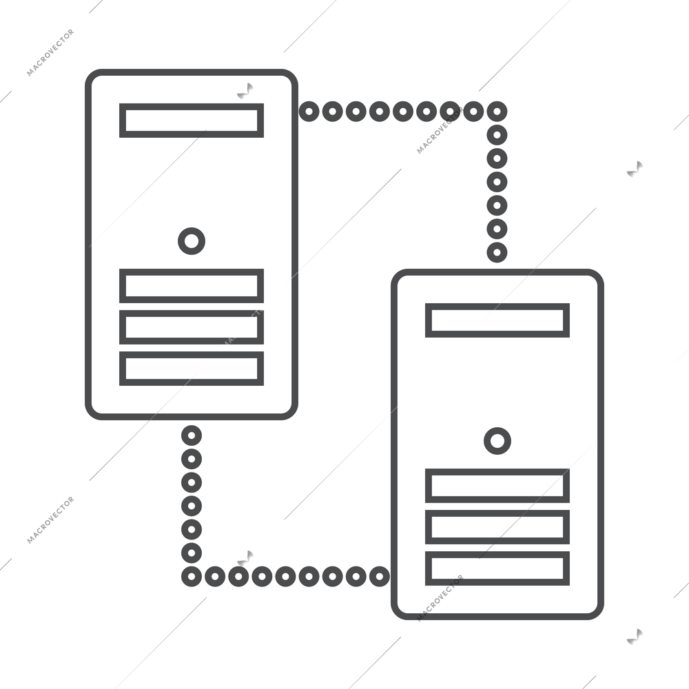 Hosting outline composition with isolated contour icon of network infrastructure elements vector illustration