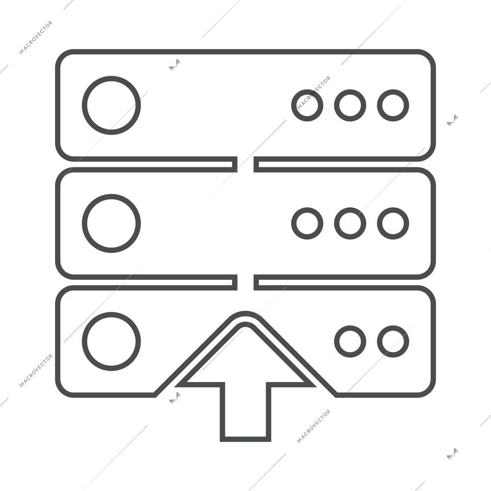 Hosting outline composition with isolated contour icon of network infrastructure elements vector illustration