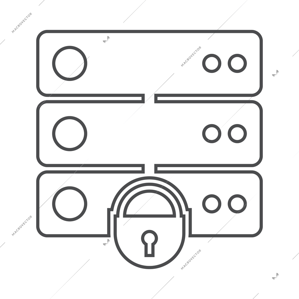 Hosting outline composition with isolated contour icon of network infrastructure elements vector illustration