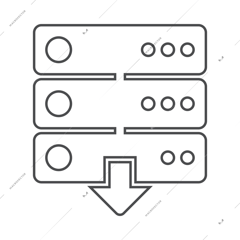 Hosting outline composition with isolated contour icon of network infrastructure elements vector illustration