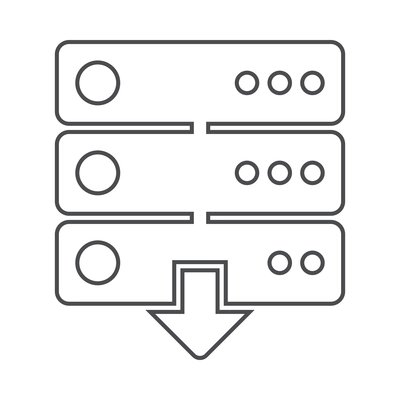 Hosting outline composition with isolated contour icon of network infrastructure elements vector illustration