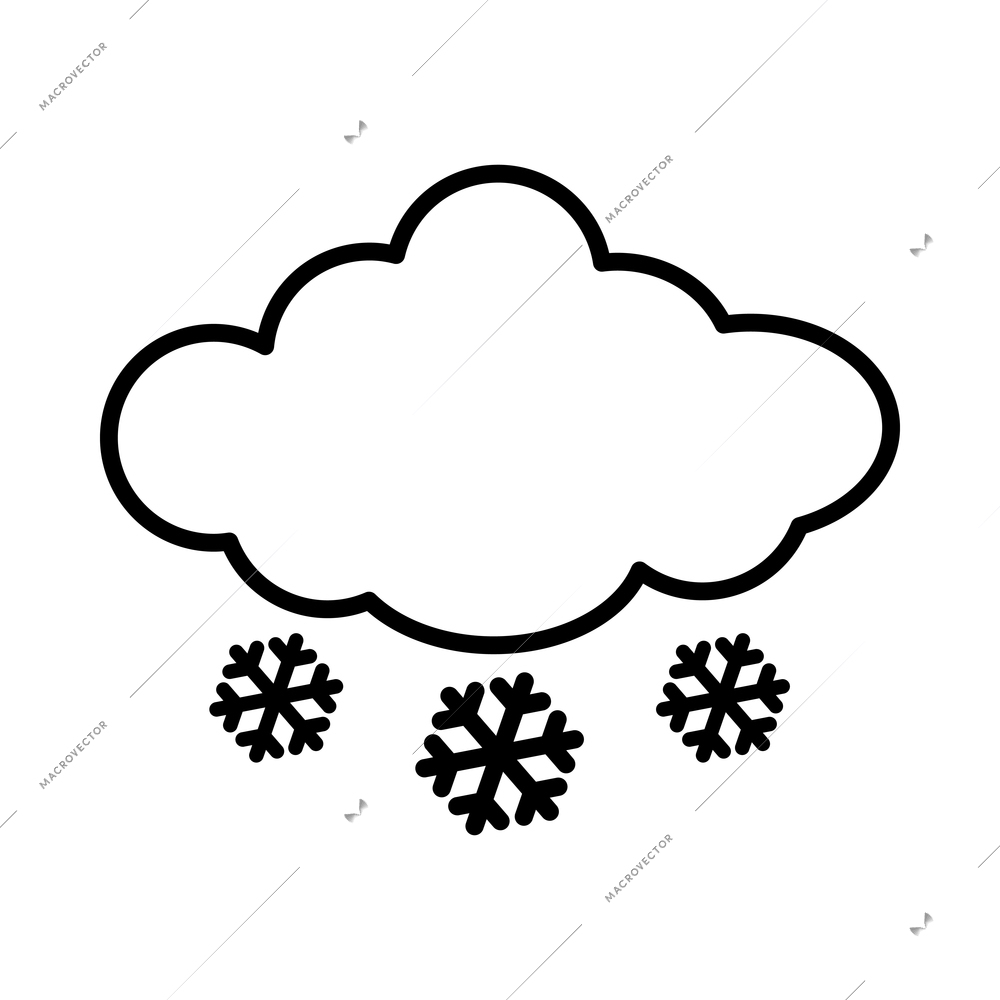 Weather outline composition with contour forecast symbol pictogram isolated on blank background vector illustration