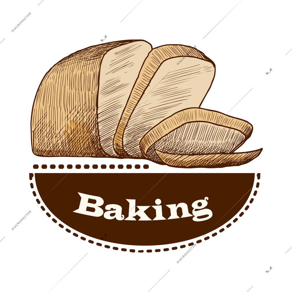 Pastry label composition with baked food emblem with frames ribbons and text vector illustration