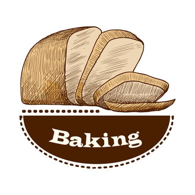Pastry label composition with baked food emblem with frames ribbons and text vector illustration
