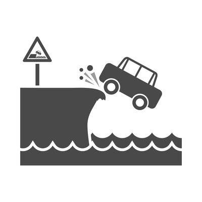 Car crash composition with cartoon black icon of accidental event on blank background vector illustration