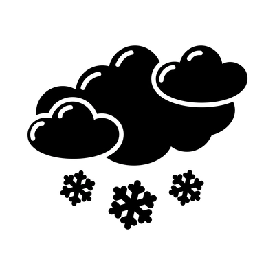 Weather black composition with monochrome forecast symbol pictogram isolated on blank background vector illustration