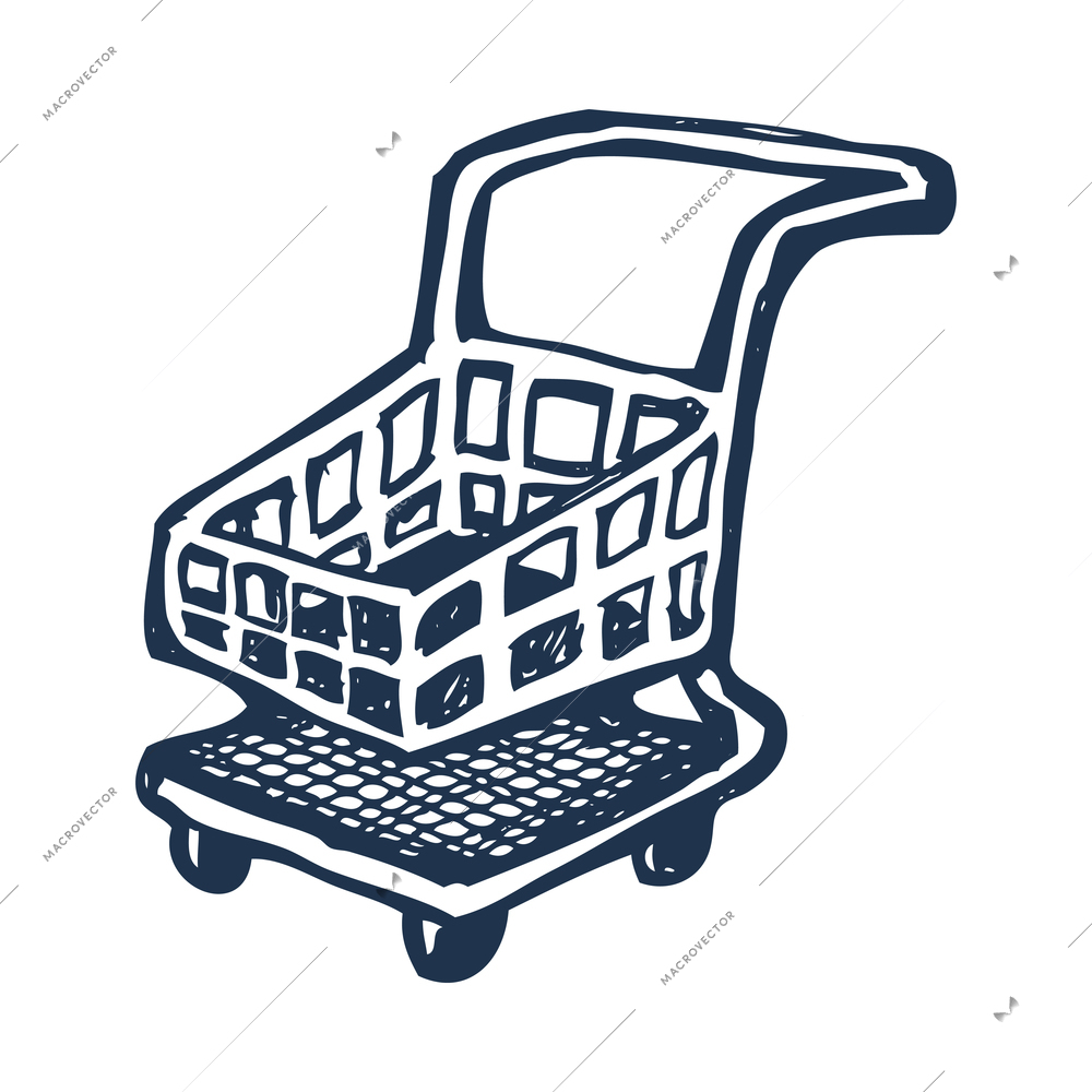 Shopping sketch composition with hand drawn style isolated image on blank background vector illustration