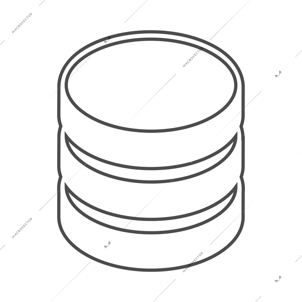 Hosting outline composition with isolated contour icon of network infrastructure elements vector illustration