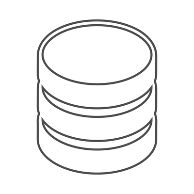 Hosting outline composition with isolated contour icon of network infrastructure elements vector illustration