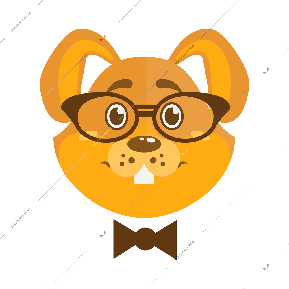 Animal hipsters composition with head of animal wearing vintage fashionable clothes vector illustration