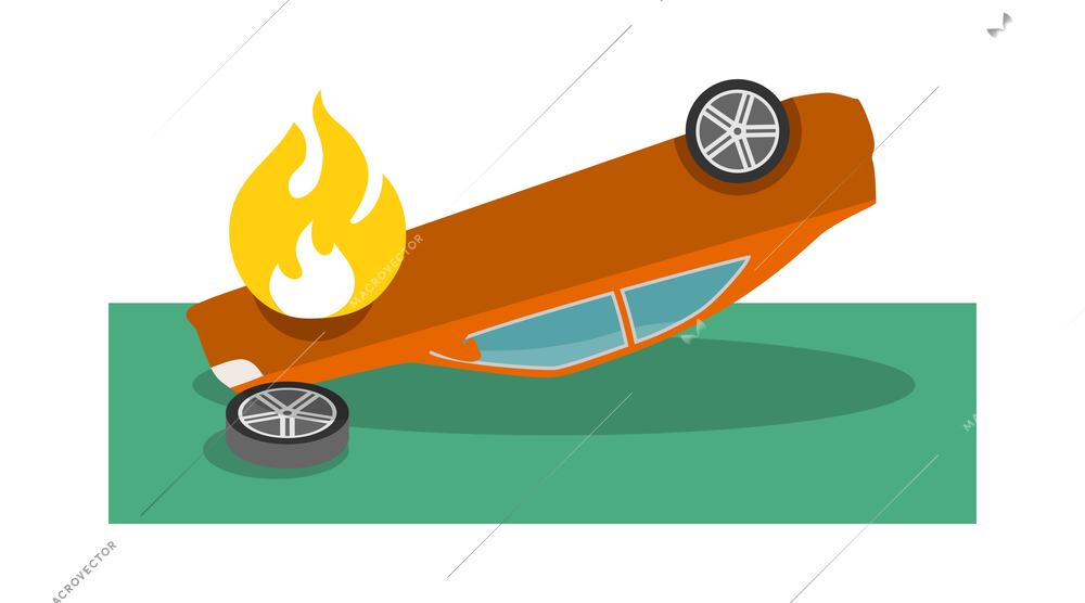 Car crash composition with colorful view of accidental event on blank background vector illustration