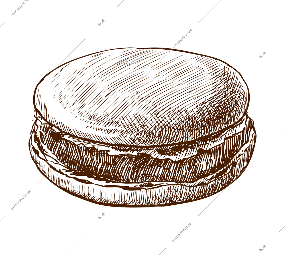 Pastry sketch composition with doodle hand drawn style image with cross hatching vector illustration