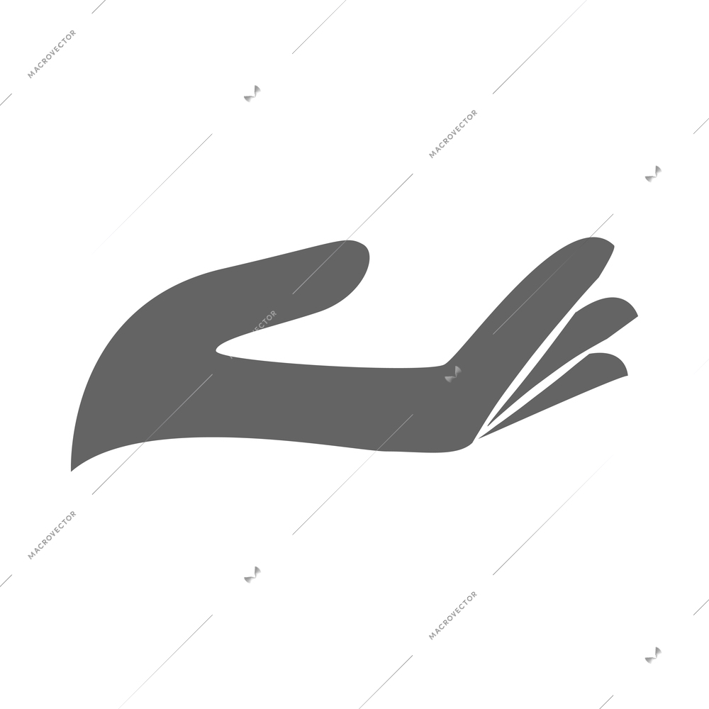 Hand hold and protect black composition with isolated monochrome gesture icon on blank background vector illustration