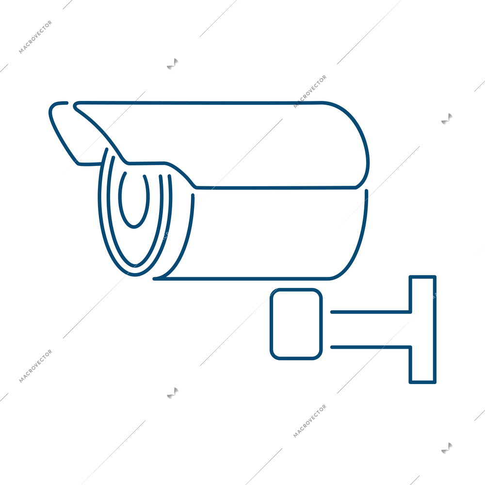 Security camera composition with contour image of surveillance monitoring appliance outline icon vector illustration