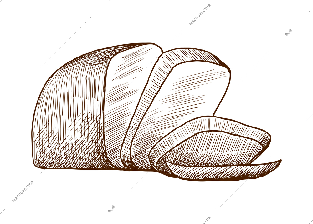 Pastry sketch composition with doodle hand drawn style image with cross hatching vector illustration