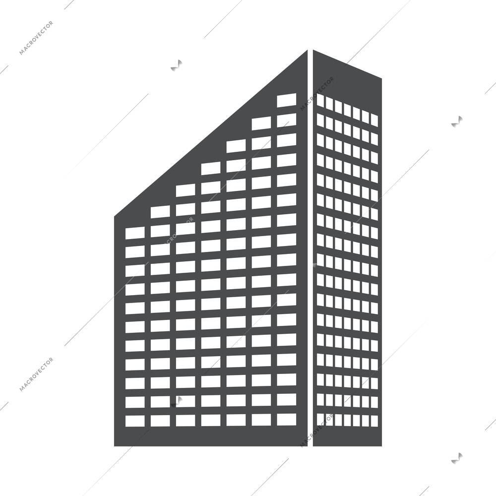 Building composition with isolated black icon of modern business center isolated on blank background vector illustration