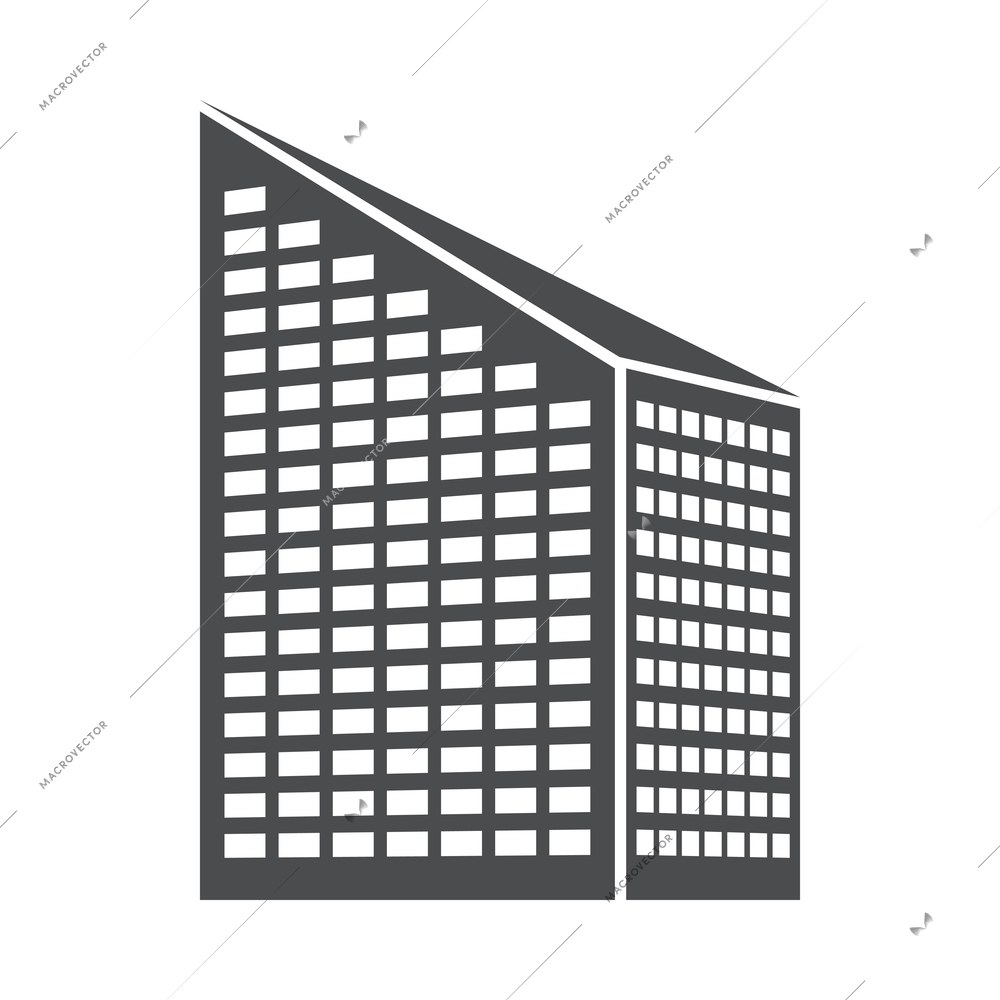 Building composition with isolated black icon of modern business center isolated on blank background vector illustration