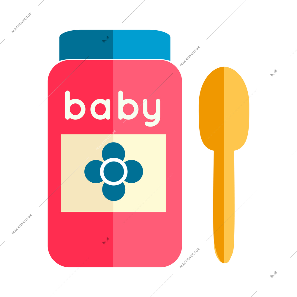 Child flat composition with isolated colorful baby related icon on blank background vector illustration