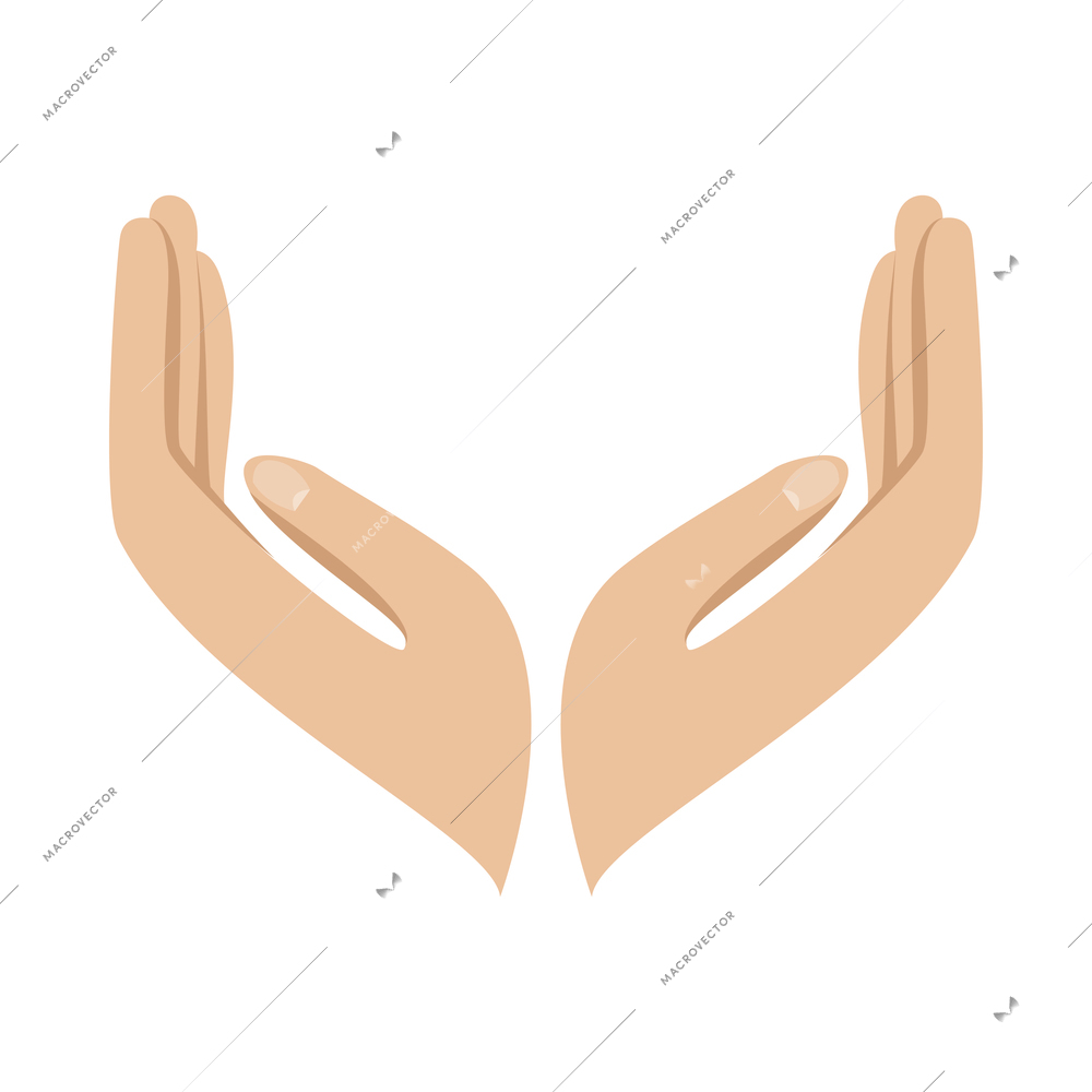 Hand hold and protect composition with isolated colorful gesture icon on blank background vector illustration