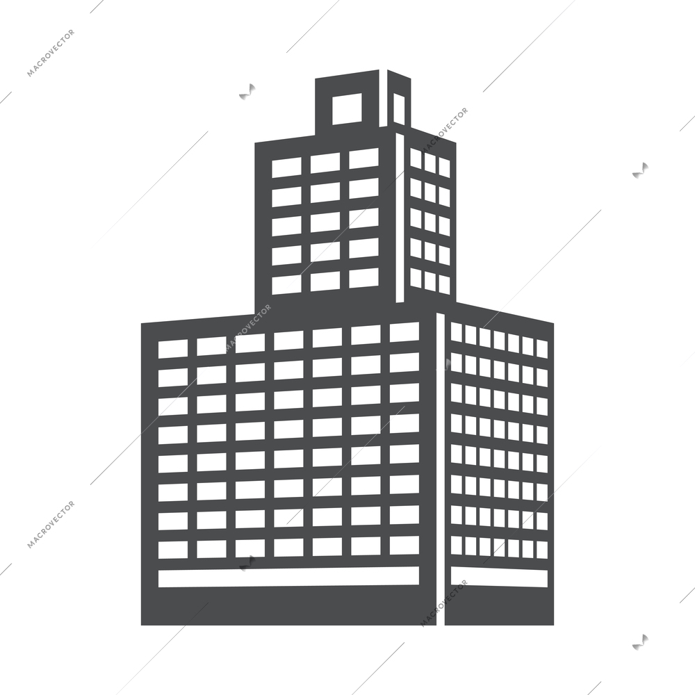 Building composition with isolated black icon of modern business center isolated on blank background vector illustration