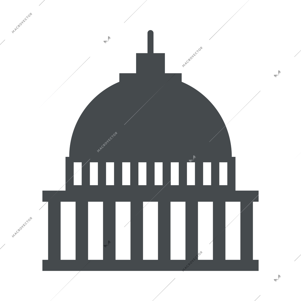 Government building black composition with flat isolated monochrome icon of department vector illustration