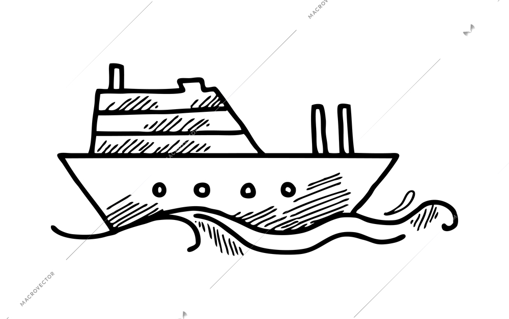 Logistics sketch composition with hand drawn style monochrome icon isolated on blank background vector illustration