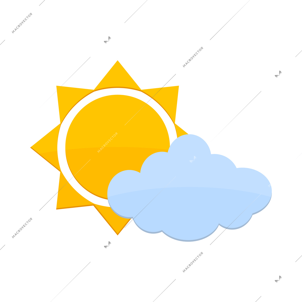 Weather composition with colorful forecast symbol pictogram isolated on blank background vector illustration