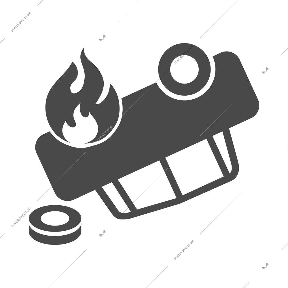 Car crash composition with cartoon black icon of accidental event on blank background vector illustration