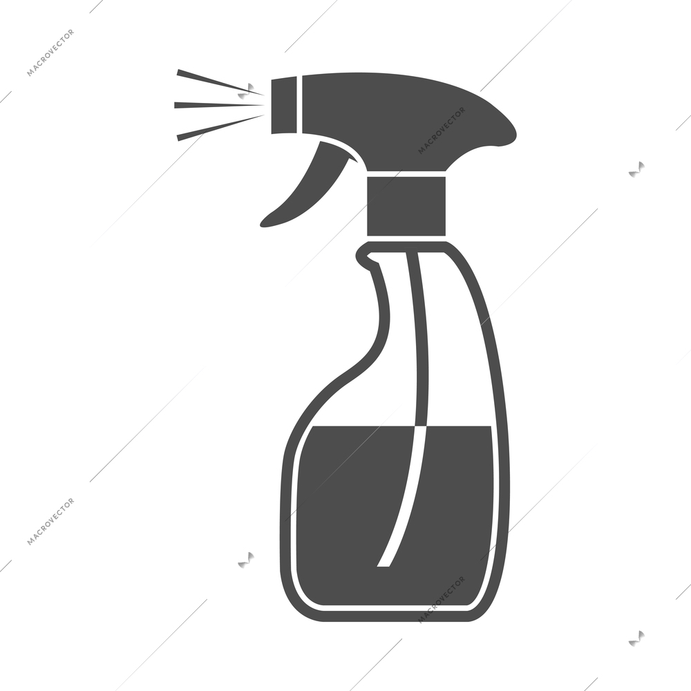 Cleaning composition with isolated black image of housework equipment on blank background vector illustration