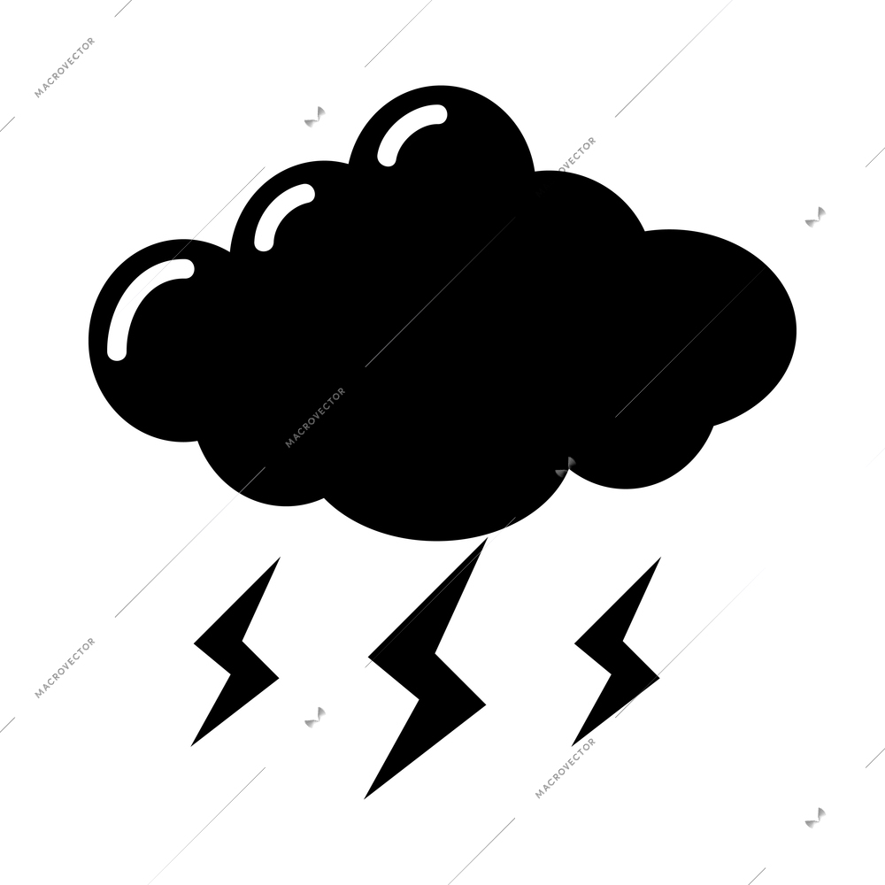 Weather black composition with monochrome forecast symbol pictogram isolated on blank background vector illustration