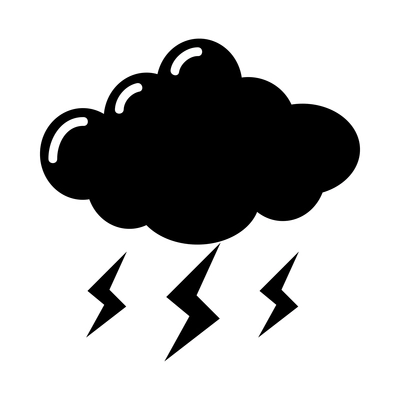 Weather black composition with monochrome forecast symbol pictogram isolated on blank background vector illustration