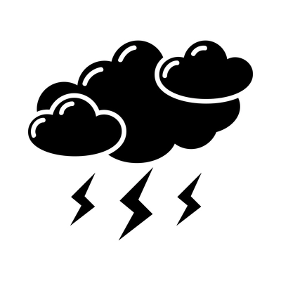 Weather black composition with monochrome forecast symbol pictogram isolated on blank background vector illustration