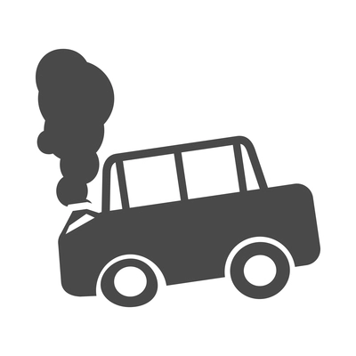 Car crash composition with cartoon black icon of accidental event on blank background vector illustration