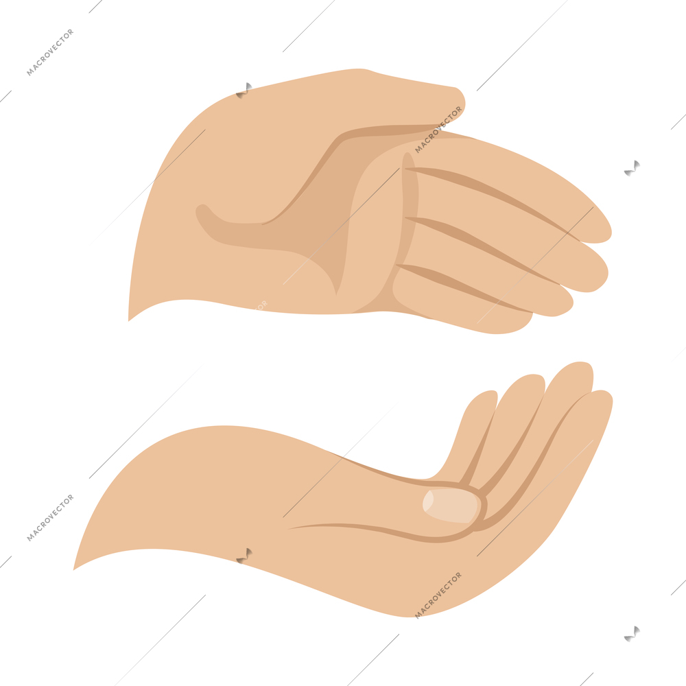 Hand hold and protect composition with isolated colorful gesture icon on blank background vector illustration