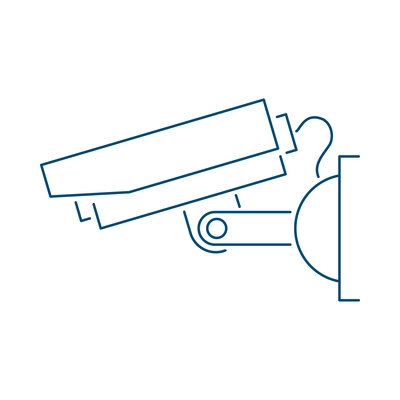 Security camera composition with contour image of surveillance monitoring appliance outline icon vector illustration