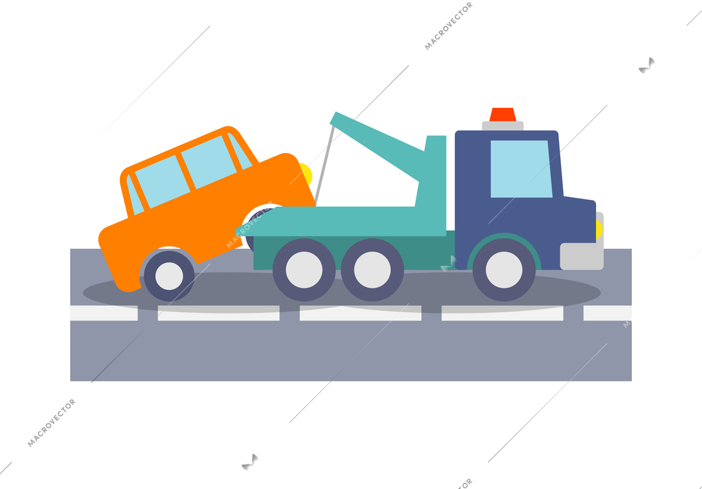 Car crash composition with cartoon view of accidental event on blank background vector illustration
