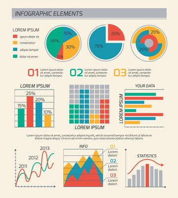 Business diagrams template layout, charts and graphs isolated vector illustration