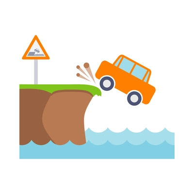 Car crash composition with cartoon view of accidental event on blank background vector illustration